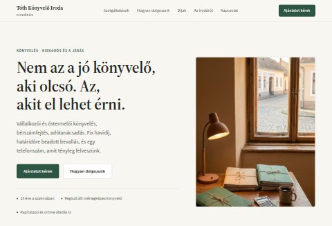 Tóth Könyvelő Iroda weboldal előnézet